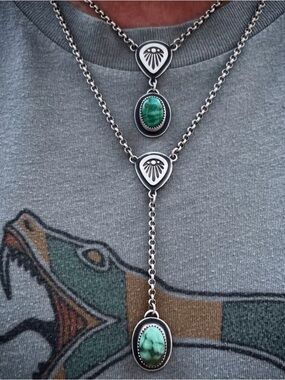 Western Necklace Layered Turquoise Color Pendant Necklace